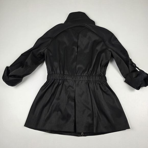 Cache Jacket Womens Medium Black Funnel Collar Drawstring Zip Pockets Snap Front - Picture 9 of 11
